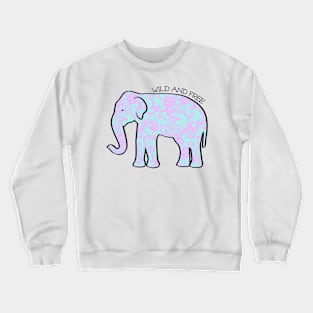 "Wild and Free" Pastel Lace Elephant Crewneck Sweatshirt